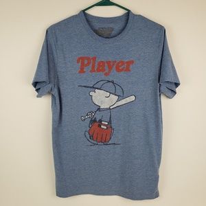 Old Navy Collectibilitees Peanuts Charlie Brown Player Tee T-Shirt Blue (Size S)